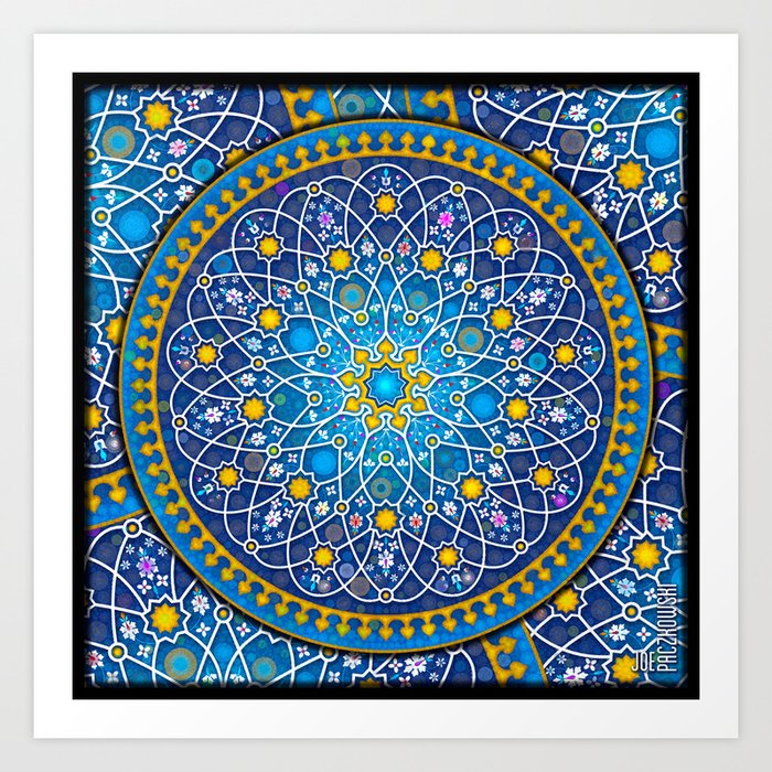 Blue geometry Art Print