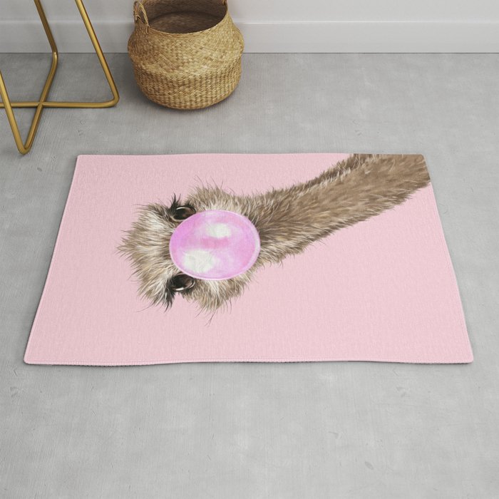Sneaky Ostrich with Bubble Gum in Pink Rug