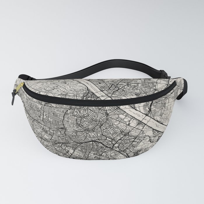 Vienna - Austria | Black and White City Map Fanny Pack