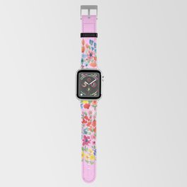 Flower Garden Dream - hand painted, neon purple background Apple Watch Band