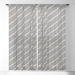 [ Thumbnail: Grey & Bisque Colored Stripes/Lines Pattern Sheer Curtain ]