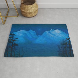Harald Sohlberg "Winter Night in the Mountains (Winter Night in Rondane)" (1914) Rug | Norwegian, Night, Norway, Mountain, Painting, Haraldsohlberg, Sohlberg, Winternight, Rondane, Mountains 