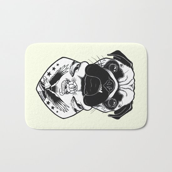 Dog - Tattooed Pug Bath Mat