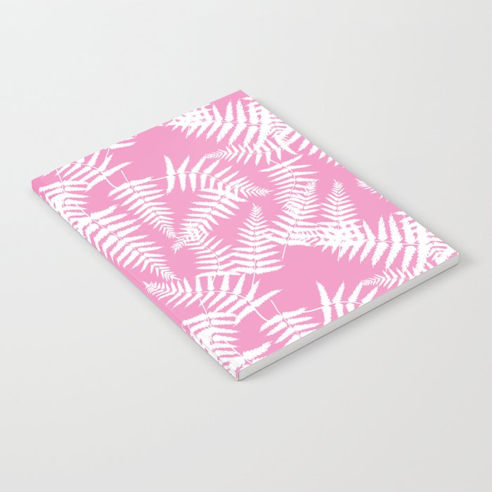 Pink And White Fern Leaf Pattern Notebook