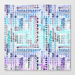 vibrant blue purple ink marks hand-drawn collection Canvas Print