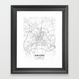 Amiens, France - Light Map Framed Art Print
