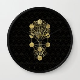 Kabbalah The Tree of Life Gold on Black N2 Wall Clock | Sacredgeometry, Etzhachayim, Treeoflife, Sefirot, Esoteric, Graphicdesign, Mystical, Gold, Black, Floweroflife 