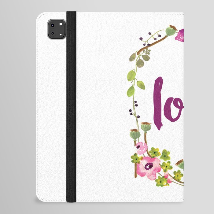 Floral Wreath Watercolor - Love - by Sarah Jane Design iPad Folio Case