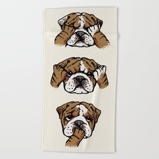No Evil English Bulldog Beach Towel