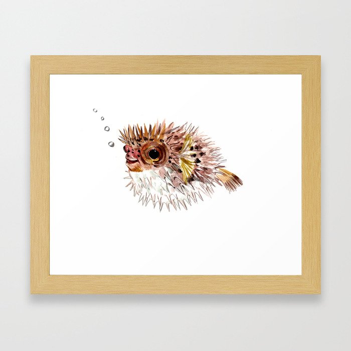Little cute Fish, Puffer fish, cut fish art, coral aquarium fish Framed Art Print