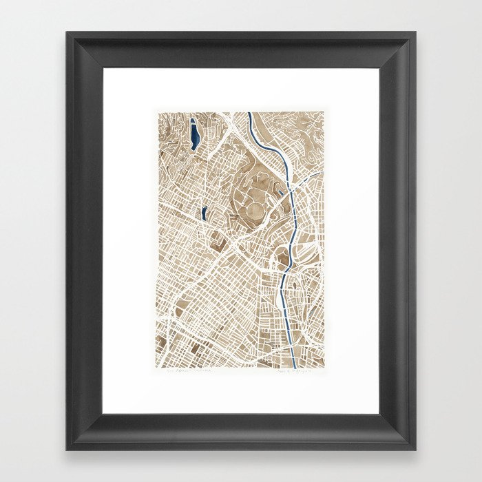 Los Angeles California City Map Framed Art Print