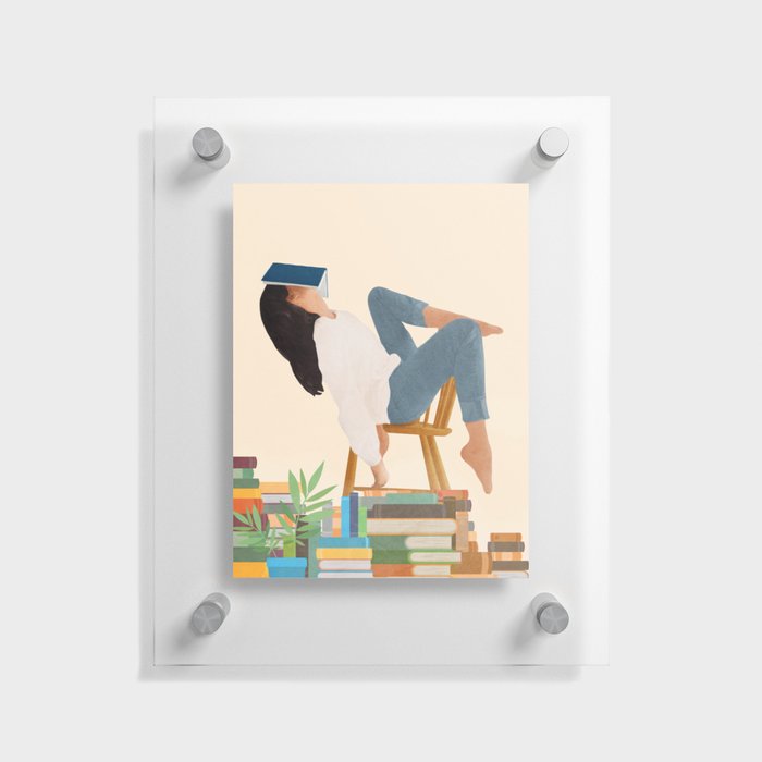 Lost in my books Floating Acrylic Print