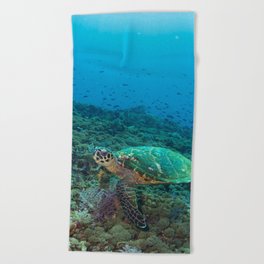 Gentle Reef Hawksbill Turtle Beach Towel