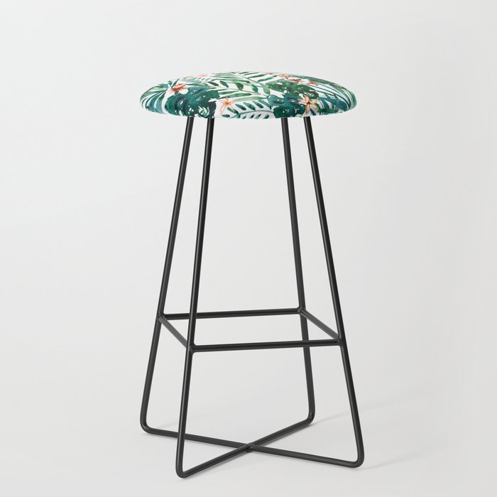 TROP DON'T STOP Tropical Palms and Monstera Bar Stool