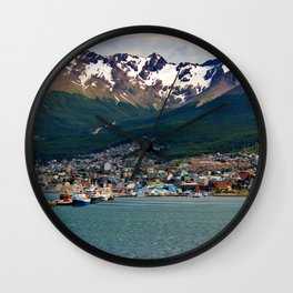 Argentina Photography - Archipelago Surrounded By Tall Majestic Mountains Wall Clock