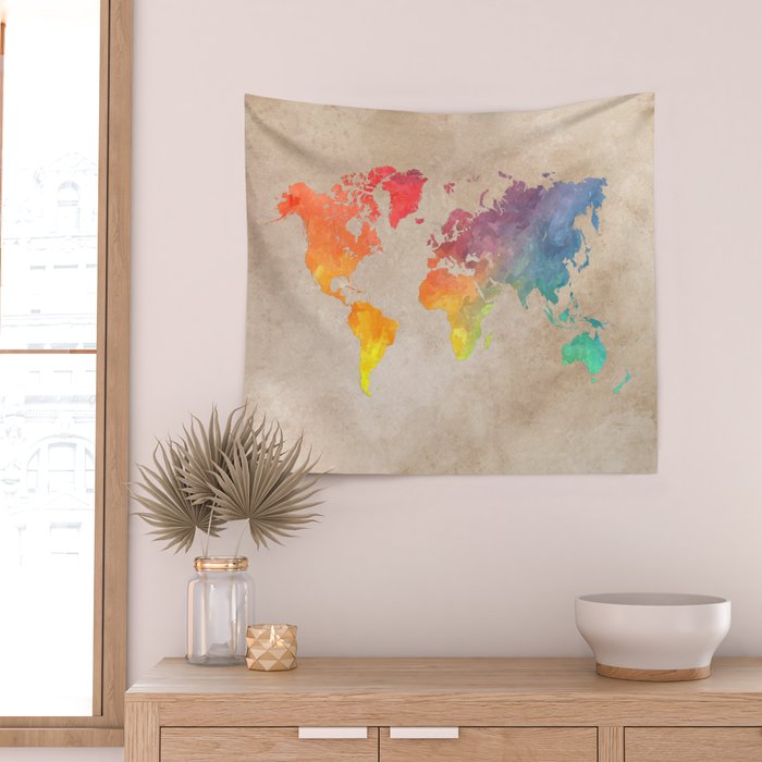 World Map Maps map maps world Wall Tapestry by Justyna Jaszke JBJart Society6
