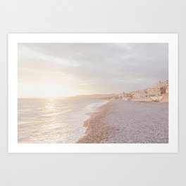 Nice (France) shoreline at sunset Art Print