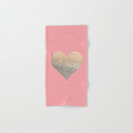 GOLD HEART CORAL Hand & Bath Towel
