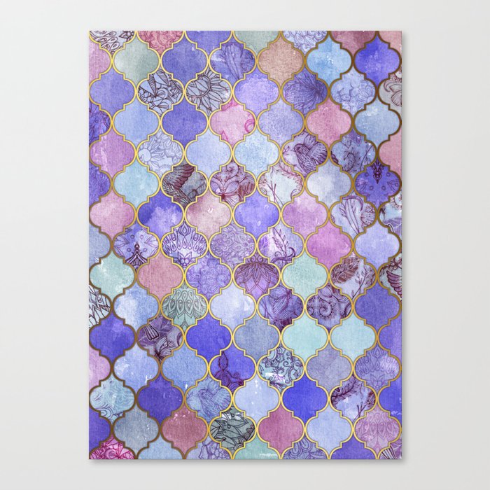 Royal Purple, Mauve & Indigo Decorative Moroccan Tile Pattern Canvas Print
