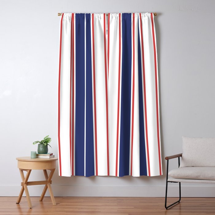 Nautical Red And Blue Stripes 2 Blackout Curtain By Tonymagner
