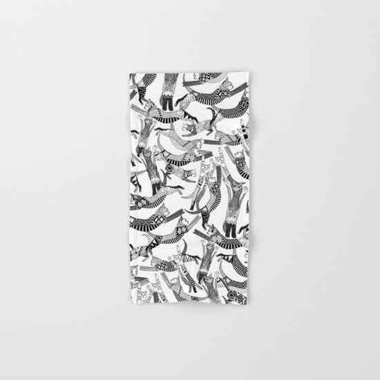 cat party black white Hand & Bath Towel