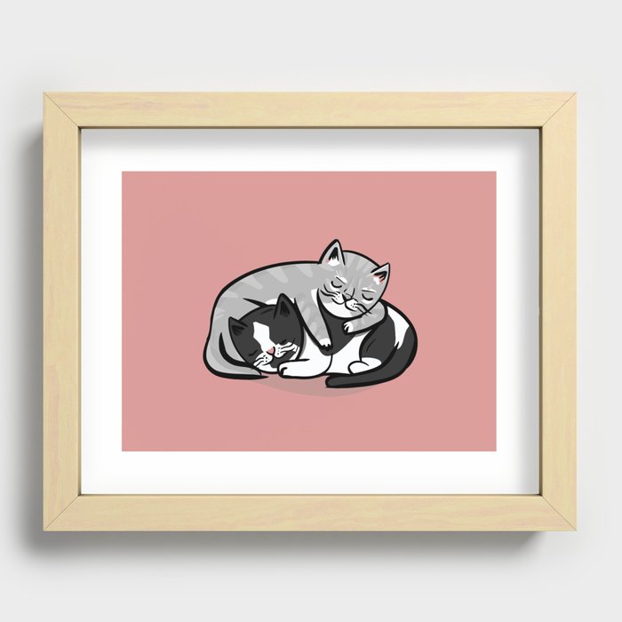 Cuddling Kitties Recessed Framed Print