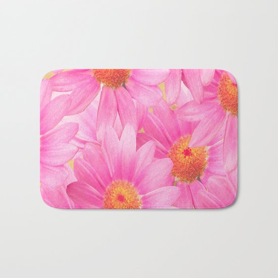 Bunch of pink daisy flowers - a fresh summer feel in pink color Bath Mat