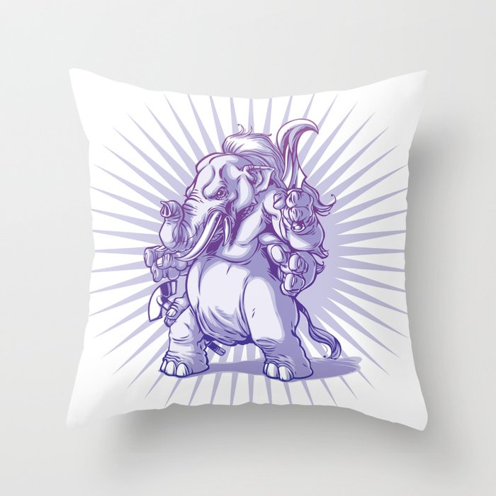Angry Ganesh Throw Pillow