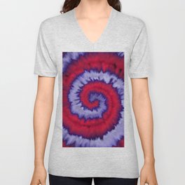 Dark Red Spiral Tie-dye V Neck T Shirt