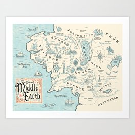 Tolkien map Art Print