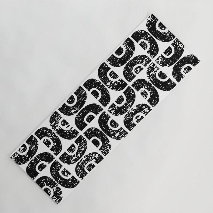 Funky Mid Century Modern Pattern 773 Black and White Yoga Mat