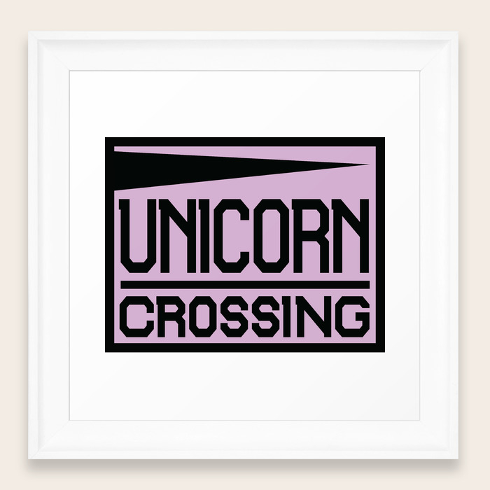 Unicorn Crossing Poster Sign Fantasy Framed Art Print By