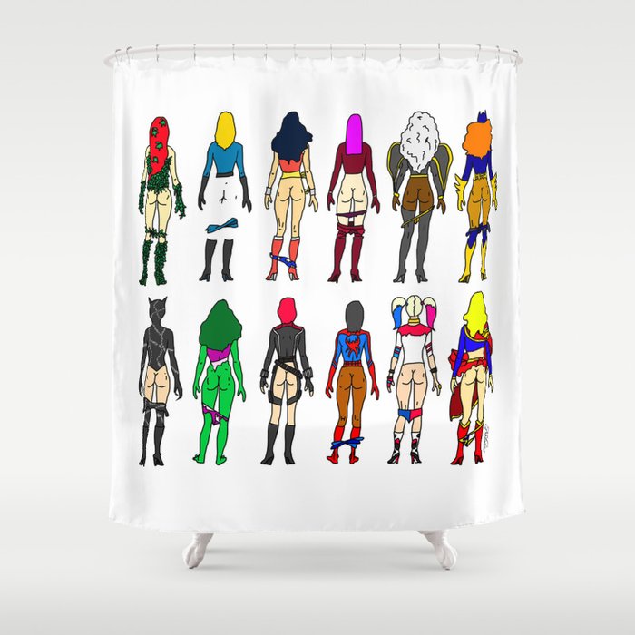 Superhero Butts - Girls Superheroine Butts LV Shower Curtain by Notsniw Art