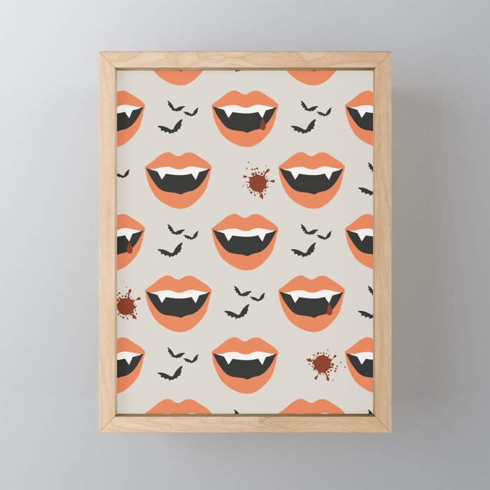 Vampire Smile Pattern Framed Mini Art Print