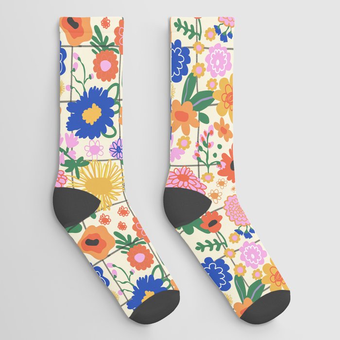 Bright flowers pattern Socks
