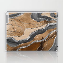 Earthy Marble Agate Silver Glitter Glam #1 (Faux Glitter) #decor #art #society6  Laptop Skin