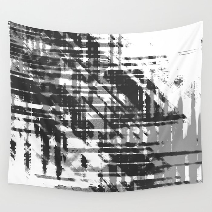 Aesthetic Urban Abstract Visual Art Black And White Wall Tapestry