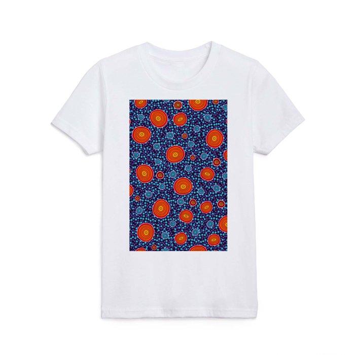 Authentic Aboriginal Art - Rain Drops (orange) Kids T Shirt
