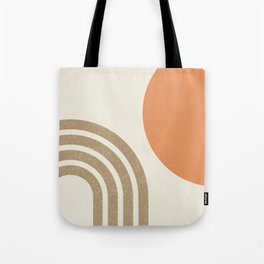 Mid-Century Modern - Orange Sun & Rainbow Tote Bag