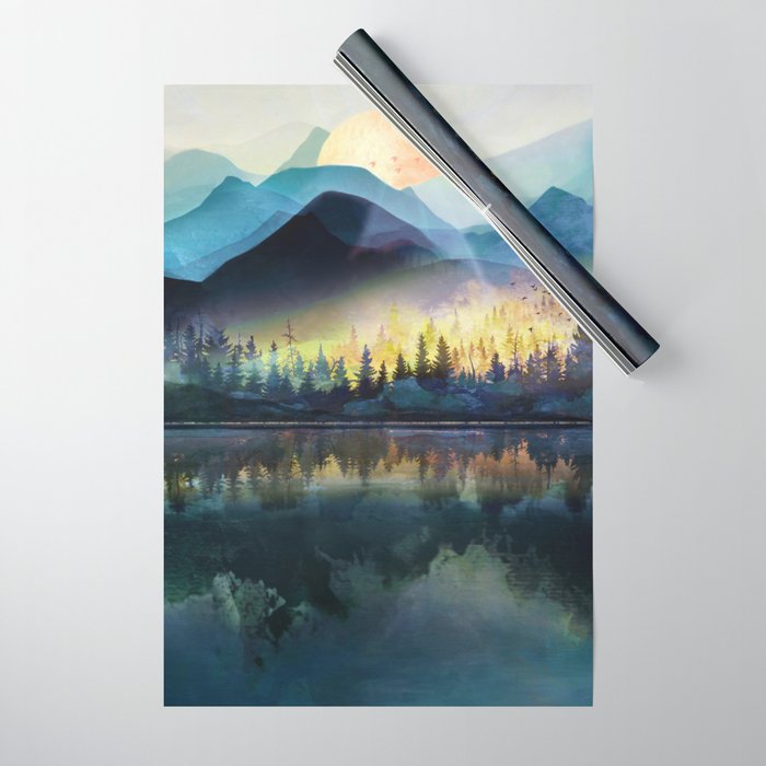Mountain Lake Under Sunrise Wrapping Paper