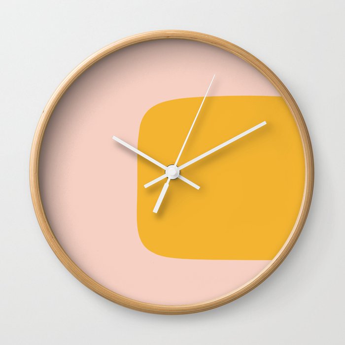 Warm Simplicity - Blush Pink and Mustard Minimalism Wall Clock