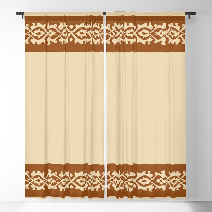 Oriental rug burnt orange and beige Blackout Curtain