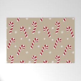 Candy Cane Pattern (tan, red, white) Welcome Mat