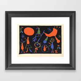 Personnages on Black Ground by Joan Miró Framed Art Print