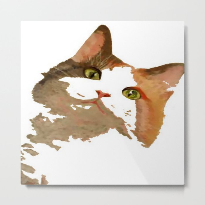 I'm All Ears - Cute Calico Cat Portrait Metal Print