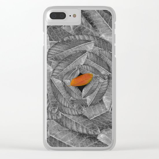 Orange Leaf On Grey And Silver Leaves - Beautiful Background - Autumn mood - #Society6 #buyart Clear iPhone Case