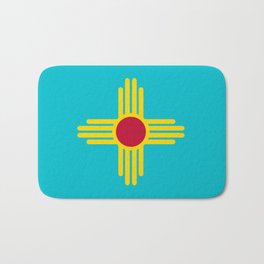 New Mexico Flag Turquoise  Bath Mat | Fiesta, Chihuahua, Fourcorners, Desert, Route66, Ziasun, Southwest, Graphicdesign, Roswell, Santafe 