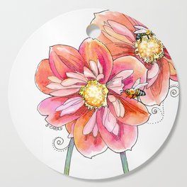 "bee inspired" (no text) watercolor garden art Cutting Board