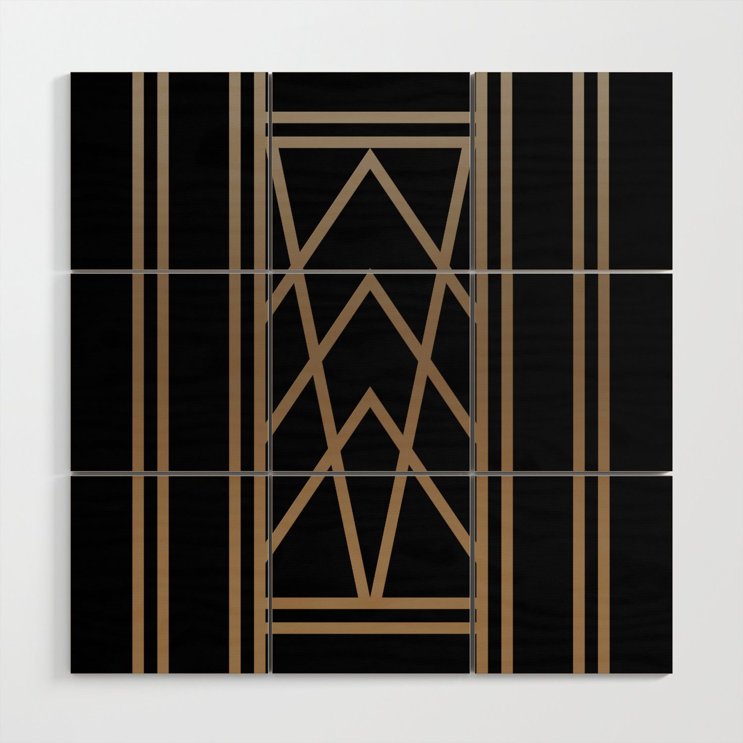 Black Gold 2 Abstract Artdeco Geometric Wood Wall Art By