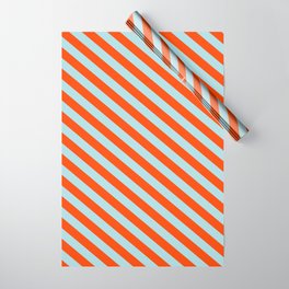 [ Thumbnail: Red and Powder Blue Colored Striped/Lined Pattern Wrapping Paper ]